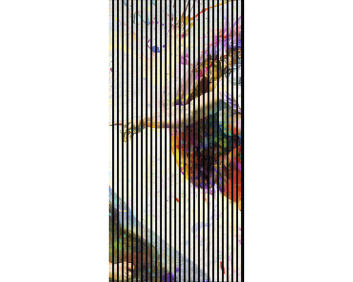 Designový akustický panel DIGI04V 19x1133x2400 mm Umělecké dílo s vertikálními pruhy a zobrazením dvou dotýkajících se rukou