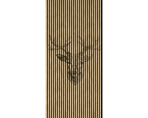 Designový akustický panel DIGI05B 19x1133x2400 mm Dřevěný panel s motivem jelena pro dekoraci stěn a stropů