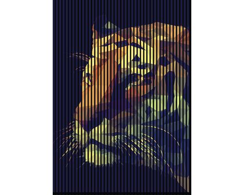 Designový akustický panel DIGI04S 19x1693x2400 mm Abstraktní portrét tygra s vertikálními liniemi