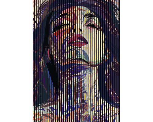 Designový akustický panel DIGI04T 19x1693x2400 mm Abstraktní portrét ženy s vertikálními liniemi jako umělecký tisk