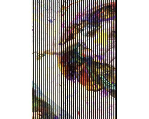 Designový akustický panel DIGI04V 19x1693x2400 mm Umělecké dílo s vyobrazením stvoření Adama za svislými pruhy