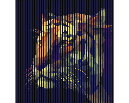 Designový akustický panel DIGI04S 19x2253x2400 mm Grafika tygří hlavy s vertikálními liniemi