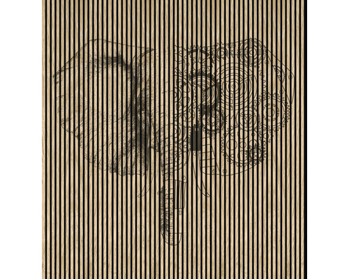 Designový akustický panel DIGI04Z 19x2253x2400 mm Akustická deska s motivem slona a ozubeného kola