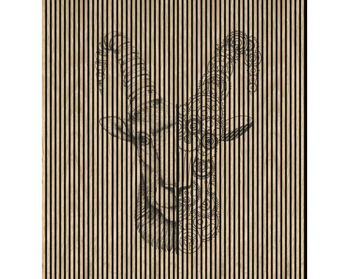 Designový akustický panel DIGI05A 19x2253x2400 mm Dřevěný panel s hlavou kozy a vzorem ozubeného kola