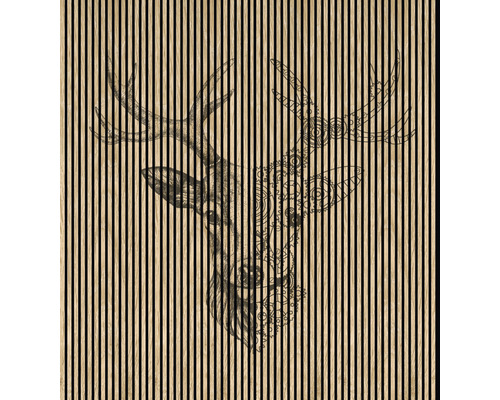 Designový akustický panel DIGI05B 19x2253x2400 mm Dřevěný panel s motivem jelena pro dekoraci stěn
