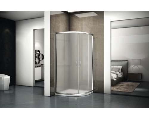 Čtvrtkruhový sprchový kout RIHO HAMAR 2.0 R309 90x90x200 cm dvoukřídlé dveře set se sprchovou vaničkou R55 MAT + DA21 GSET133-0