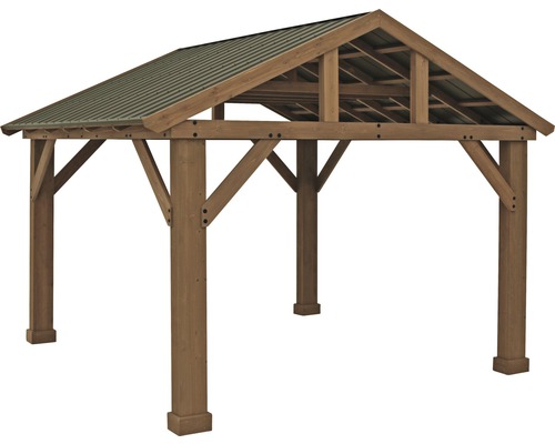 Volně stojící dřevěný pavilon s kovovou střechou do zahrady