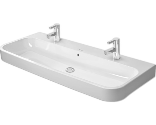 Dvojumyvadlo na skříňku DURAVIT sanitární keramika bílá 120 x 50,5 x 17 cm 2318120024 Obdélníkové umyvadlo se dvěma kohoutky