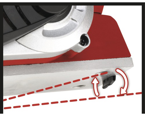 Detail hoblíku, který ukazuje nastavení úhlu hoblíku