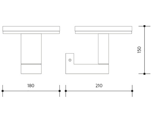 Technický nákres držáku na ručníky s rozměry