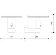 Technický výkres nástěnné lampy s rozměry