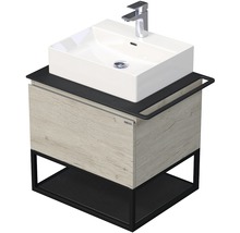 Koupelnová skříňka s umyvadlem Intedoor Landau Metal 60 cm dub světlý