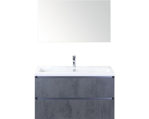 Koupelnový nábytkový set Vogue 100 cm s keramickým umyvadlem a zrcadlem beton antracitově šedá