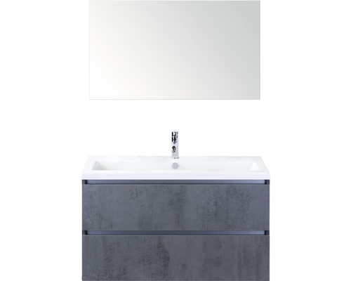 Koupelnový nábytkový set Vogue 100 cm s keramickým umyvadlem a zrcadlem beton antracitově šedá Koupelnový nábytkový set Vogue 100 cm s keramickým umyvadlem a zrcadlem beton antracitově šedá