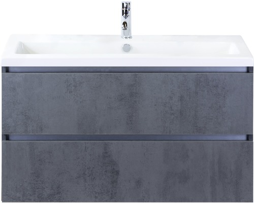 Koupelnový nábytkový set Vogue 100 cm s keramickým umyvadlem beton antracitově šedá Koupelnový nábytkový set Vogue 100 cm s keramickým umyvadlem beton antracitově šedá