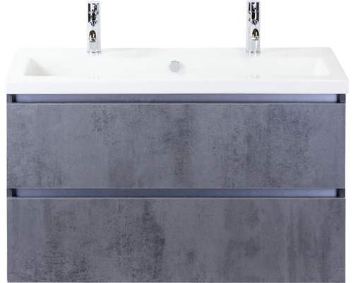 Koupelnový nábytkový set Vogue 100 cm s keramickým umyvadlem 2 otvory na kohouty beton antracitově šedá 81739941