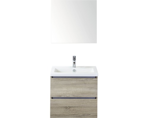 Koupelnový nábytkový set Vogue 60 cm s keramickým umyvadlem a zrcadlem dub šedý