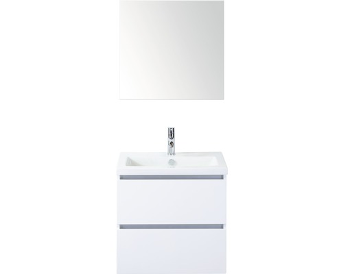 Koupelnový nábytkový set Vogue 60 cm s keramickým umyvadlem a zrcadlem bílá vysoce lesklá
