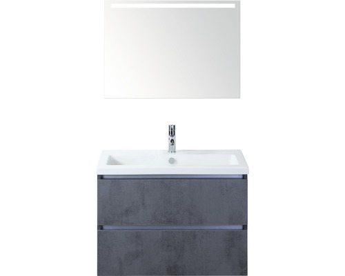 Koupelnový nábytkový set Vogue 80 cm s keramickým umyvadlem a zrcadlem s LED osvětlením beton antracitově šedá