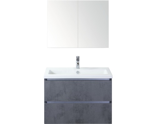 Koupelnový nábytkový set Vogue 80 cm s keramickým umyvadlem a zrcadlovou skříňkou beton antracitově šedá