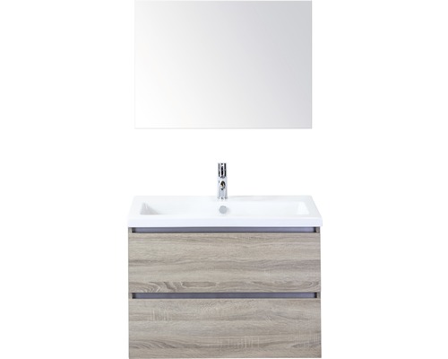 Koupelnový nábytkový set Vogue 80 cm s keramickým umyvadlem a zrcadlem dub šedý