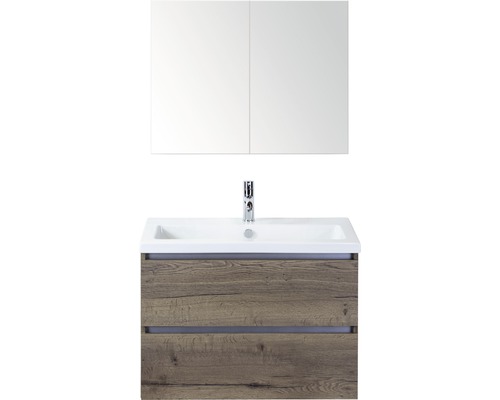 Koupelnový nábytkový set Vogue 80 cm s keramickým umyvadlem a zrcadlovou skříňkou Tabacco Koupelnový nábytkový set Vogue 80 cm s keramickým umyvadlem a zrcadlovou skříňkou Tabacco