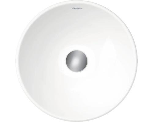 Umyvadlo na desku z sanitární keramiky s kulatým designem a odtokem uprostřed