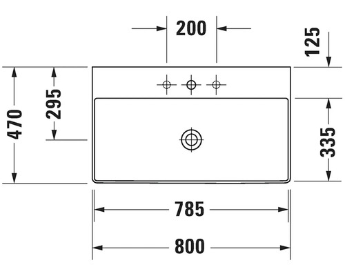 Nákres umyvadla s rozměry