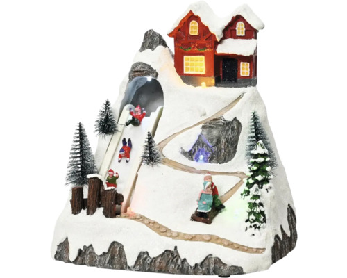 LED vánoční scenérie 5 LED Dekorativní zimní krajina s domem, sáňkařskou dráhou a zasněženými stromy