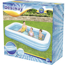 Nafukovací bazén Bestway v krabici s rodinou ve vodě