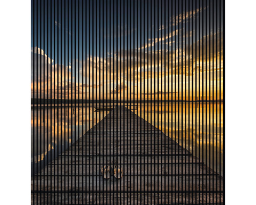 Designový akustický panel DIGI01B 19x2253x2400 mm Dekorativní roleta s motivem mola při západu slunce