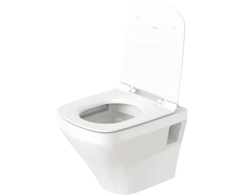 Závěsný hluboký splachovací záchod s otevřeným splachovacím kruhem a WC sedátkem