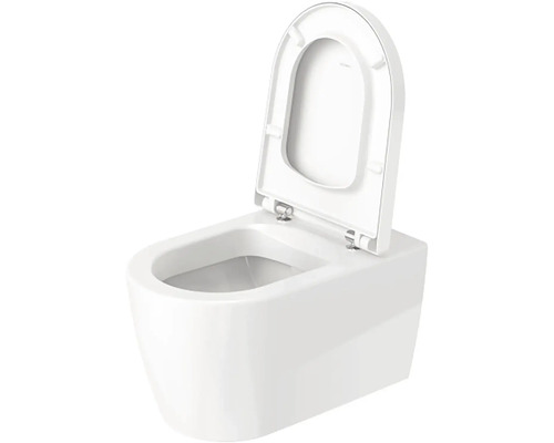 Závěsný hluboký splachovací klozet s otevřeným splachovacím kruhem a vyklopeným sedátkem