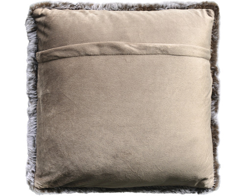 Čtvercový polštář s kožešinovým okrajem a kapsou