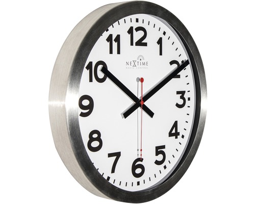 Rádiové nástěnné hodiny Nextime s kovovým rámem a bílým ciferníkem