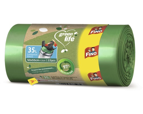 Pytle na odpady FINO Green Life Easy 35L, 22 ks Role zelených pytlů na odpad, 35 litrů, 22 kusů