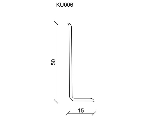 Technický výkres úhelníkového profilu o rozměrech 50 x 15.