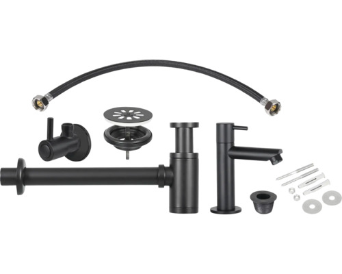 Instalační set chrom pro umývátko černý 30.415.02 Instalační set chrom pro umývátko černý 30.415.02