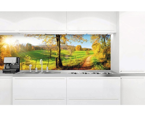 Kuchyňská zástěna s motivem podzimní krajiny