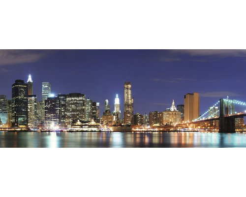 Panorama New Yorku s Brooklynským mostem v noci