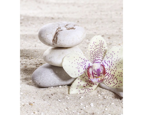Dekorativní uspořádání s kameny a květem orchideje v písku