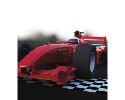 Červený závodní vůz Formule 1 na cílové čáře