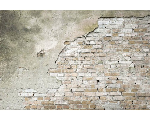 Cihlová zeď s poškozenou omítkou