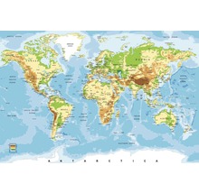 Mapa světa s popisky kontinentů, oceánů a zemí