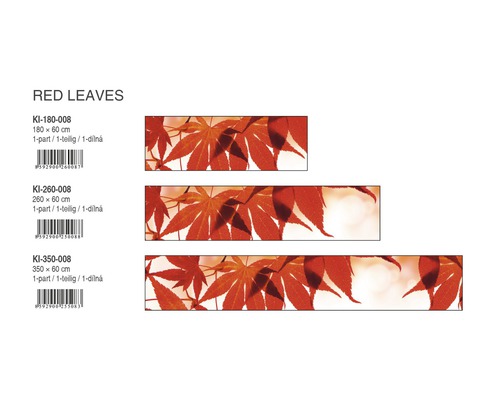 Tři nástěnné malby s červenými javorovými listy v různých velikostech
