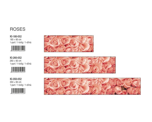 Kuchyňská zástěna se vzorem růží v různých velikostech