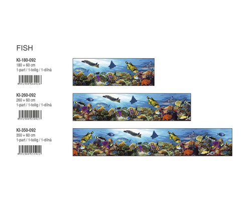 Pozadí akvária s motivem ryb v různých velikostech