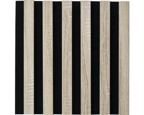Dřevěný obklad 3D 30x30 cm černý/dub sonoma