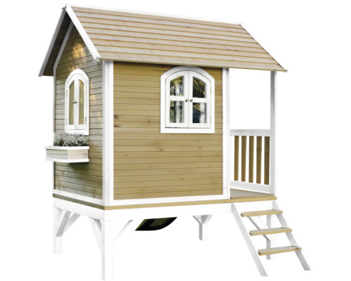 Dřevěný hrací domek se schody a okny
