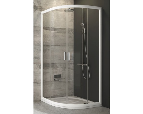 Sprchový kout Ravak Blix BLCP4-90 white+Transparent dvoukřídlé dveře 3B270100Z1 Rohová sprchová kabina s prosklenými dveřmi, sprchovým setem a sprchovou vaničkou